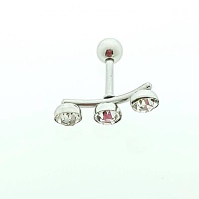 Helix piercing met 3 zirkonia's - Bar - piercing chirurgisch staal oor