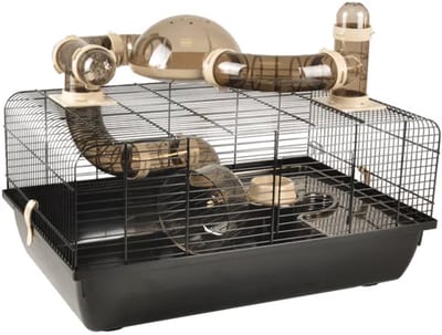 Flamingo - hamsterkooi FIGO - 58 l x 35 b x 40 h cm - beige-bruin-zwart - een paradijs voor uw kleine vriend