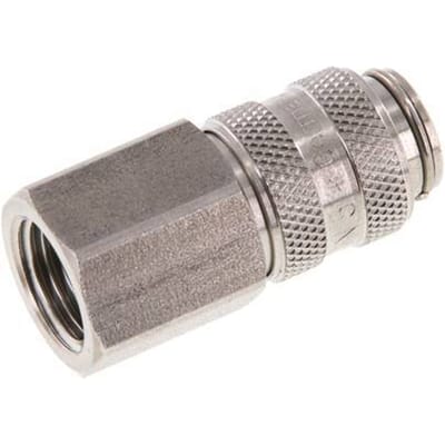 RVS DN 5 Luchtkoppeling Snelkoppeling G 1/4 inch Binnendraad Double Shut-Off - CLS5-F-S-SV-014