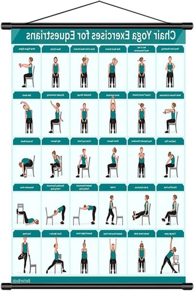 Pilates Wandposter - Fitness Gids - Thuis Trainen - Opvouwbaar Ontwerp - 40 x 60 cm - Blauw