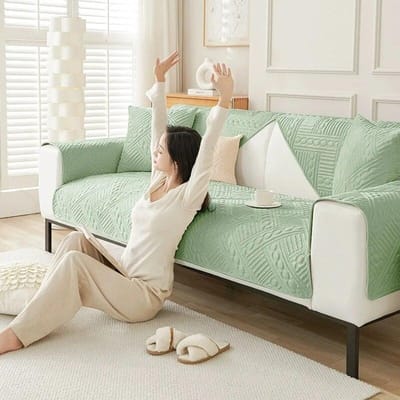 Effen Kleur Geometrie Jacquard Sofa Mat Verdikken Pluche L-Vormige Bankhoezen voor Woonkamer Antislip Stofdichte Bankbeschermhoes 70x70cm 1pcs