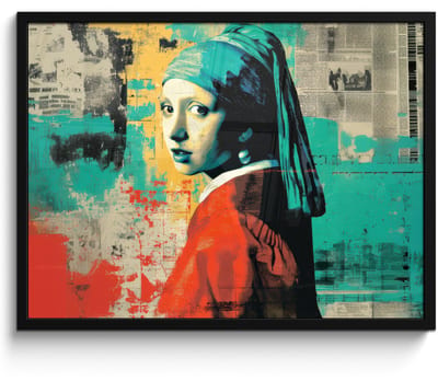 Poster in lijst - Fotolijst 80x60 cm - Posters - Klassiek - Pareloorbel - Streetartstijl - Kleurrijk - Posterlijst zwart - Decoratie - Wanddecoratie woonkamer - Muurdecoratie slaapkamer