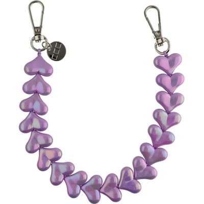 123watches Telefoonkoord Heart - paars glimmend - zilver - Geschikt voor iPhone en andere smartphones