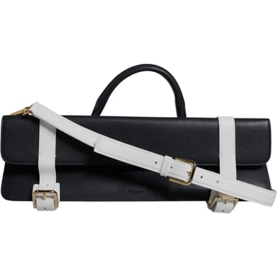 Blauwe Witte Kalfsleer Crossbody Schoudertas
