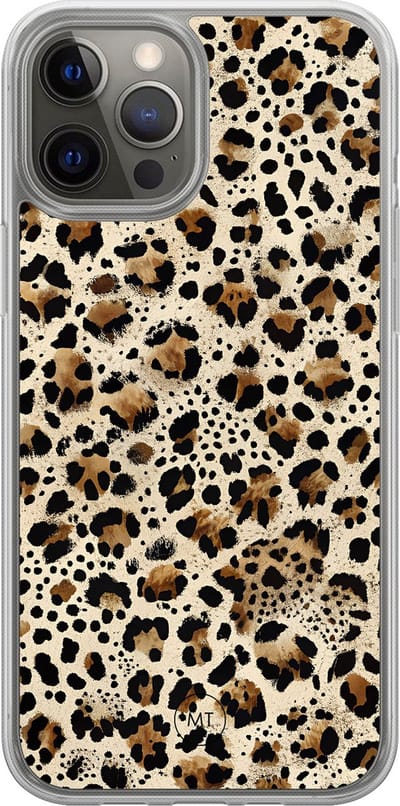 Hybride hoesje geschikt voor iPhone 12- Wild Essence - Extra bescherming - Luxe beschermhoes - TPU case - Transparant, Zwart, Bruin - Mooie Telefoonhoesjes