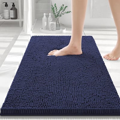 Antislip badmat van microvezel – Zacht, absorberend en wasbaar – 40 x 60 cm, Blauw