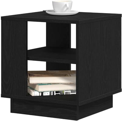 Salontafel - Bijzettafel Koffietafel - Woonkamer Meubel - Twee Opbergplanken - 40x40x43 cm - Zwart