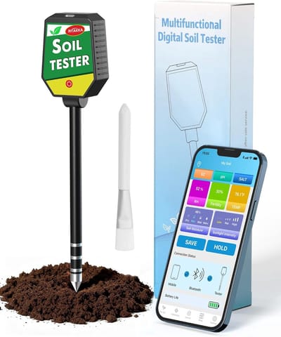 Bodemmeter met App - Grondmeter Tuin - Planten Verzorgen - 8-in-1 Metingen - 32 cm Lengte - Zwart