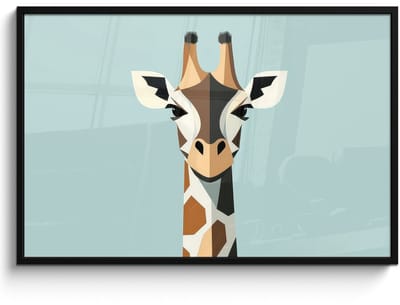 Poster in lijst - Fotolijst 120x80 cm - Posters - Giraffe - Illustratie - Bruin - Minimalistisch - Posterlijst zwart - Decoratie - Wanddecoratie woonkamer - Muurdecoratie slaapkamer