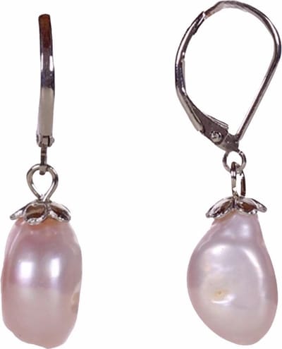Zoetwater parel oorbellen Rola - oorhanger - echte parels - roze - sterling zilver (925) - luxe sieraden zakje - parel oorbellen dames