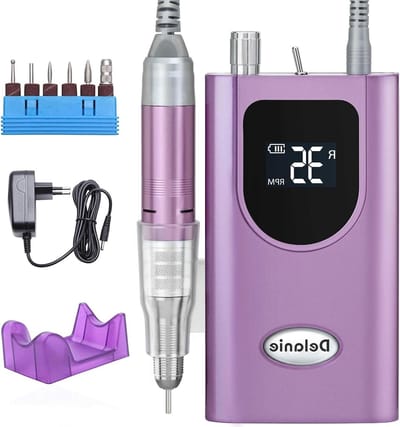 SnelShoppen - Professionele Nagelvijl Set voor Manicure en Pedicure, Draagbaar en Oplaadbaar, 35.000 RPM, Instelbare Snelheid met LED Display, Paars
