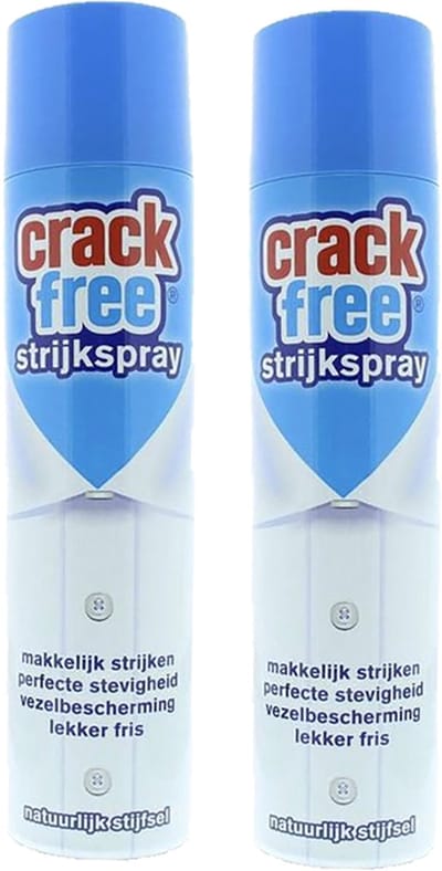 Crackfree - Stijfsel spray - 2 x 400 ml - Geschikt voor alle type stijrkijzers