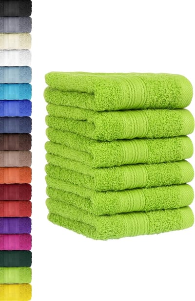 Famanu – Set van 6 handdoekenset voor gasten, handdoeken met ophanglus van zacht katoen, 30 x 50 cm, gastendoekjes voor de handreiniging, appelgroen. Een veelzijdige en handige keuze voor dagelijks gebruik in en om het huis.