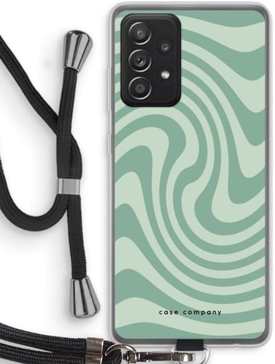 Case Company® - Hoesje met koord geschikt voor Samsung Galaxy A52s 5G hoesje met Koord - Swirl Groen - Telefoonhoesje met Zwart Koord - Bescherming aan alle Kanten en Over de Schermrand