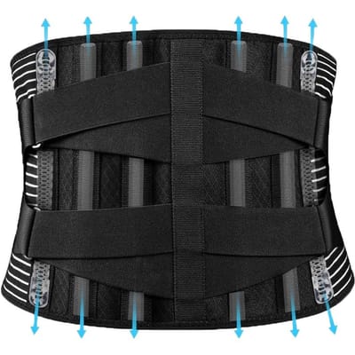 Verstelbare Rug Lendesteun Riem Bescherming Sportschool Trainer Taille Wervelkolom Brace Riem Dubbele Trekking Decompressie Antislip Ademend S zwart