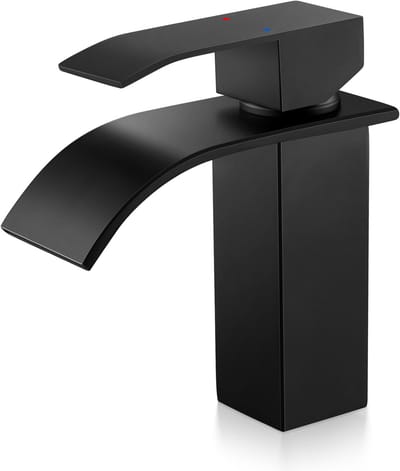 ANYCEE MAX Wastafelkraan - Waterval Badkamerkraan - Messing Wastafelmengkraan - 85MM Middelhoge uitloop - Waterbesparend - Koud en Warm - Mat Zwart