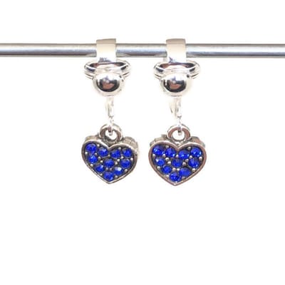 Clip Oorbellen Kinderen - Oorclips - Glitterhartjes - Blauw - Hangers - MNQ bijoux