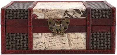 Retro Vintage Houten Opbergdoos voor Sieraden en Boeken - Decoratieve Organizer en Schatkist met Slot