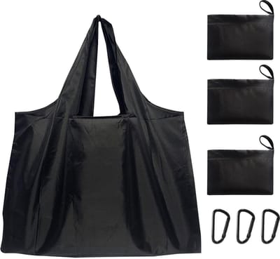 Dailygoody - Herbruikbare boodschappentas - Opvouwbare tas - Duurzaam en lichtgewicht - Zwart - Waterdicht - Geschikt voor boodschappen - Large