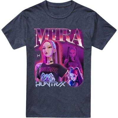 K-Pop Demon Hunters Unisex Volwassenen Huntr/X Mira T-shirt (Heather Marineblauw)