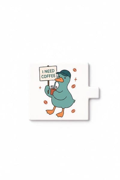 Grappige Koffie Eend Keramische Tegel – I Need Coffee Schattige Eend Quote Decoratieve Cadeau Tegel voor Koffieliefhebbers