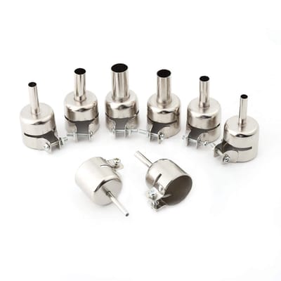 Allecto - Warmtepistool Nozzle Tips - 8 stuks set - Hoogwaardig staal - Diverse maten - Reparatie tools - Geschikt voor soldeerstation - 3 tot 12mm