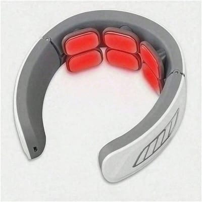 EMS Elektrische Cervicale Wervelkolom Massager Nek Schouder Massage Wervel Ontspanning Automatische Verwarming Verlichting Oplaadbaar EMS wit