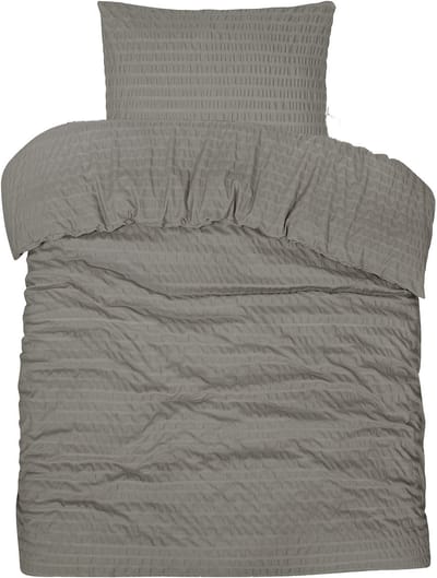 PHLOX Dekbedovertrek Seersucker Deluxe - 100% Katoensatijn - Eenpersoons 140x200/220 cm + 1 Kussensloop - Ademend & Huidvriendelijk - Greige