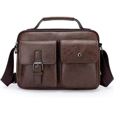 Sac bandoulière homme transfrontalier, Sac d'épaule homme pour le travail et les trajets, Sac d'épaule haut de gamme pour garçons, Sac homme One size brun foncé