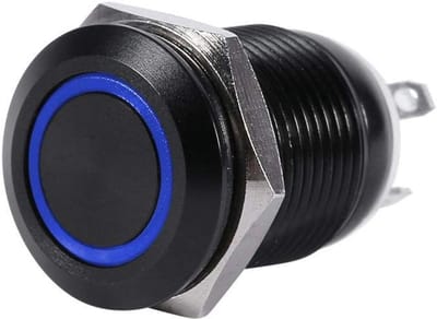 12mm Metalen Drukknop Schakelaar Momentair met Blauwe LED Verlichting