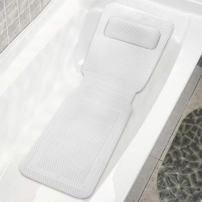 1 Stuk Extra Lang Volledig Lichaam Badmat Massagekussen Voor Hoofd- En Neksteun Badkuipkussens Spa Badmatras Kussen Badkuipmat wit