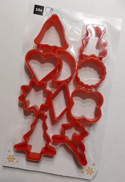 Kerst Koekvormpjes - Set van 10 - Kerstkoekjes Uitsteekvormpjes - Kunststof - Rood