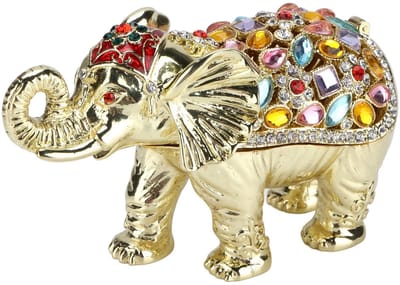 Allecto - Olifant Sieradendoosje - Mini Decoratief - Strass Afwerking - Compact Sieraden Organizer - Perfect voor Decoratie en Geschenken - 9,6 x 4...