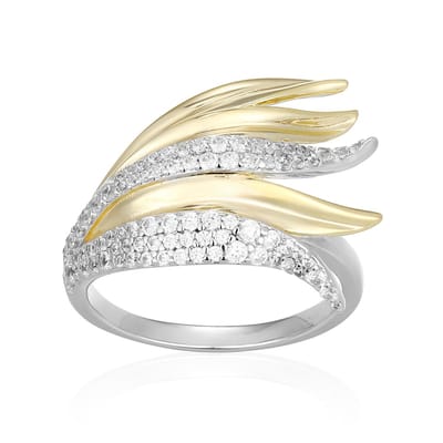 Cavill - Moderne Zilveren Ring - 925 Sterling Zilver - Pavé Zirkonia's 0,554 ct - Elegante Golvend Design - Dames Sieraden