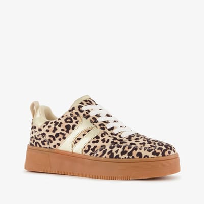 Blue Box dames sneakers met panterprint - Bruin - Uitneembare zool - Maat 36