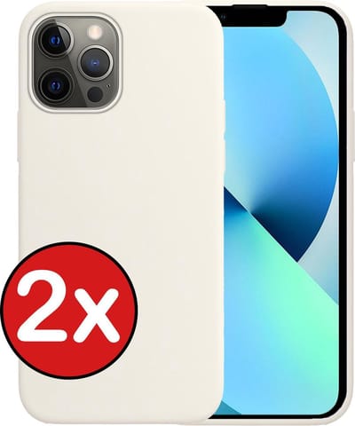 Hoesje - 2 Stuks - Geschikt voor Apple iPhone 13 Pro - Sterk & Shockproof - Telefoonhoes - Back Cover - Case Siliconen - Telefoon Hoes - Wit