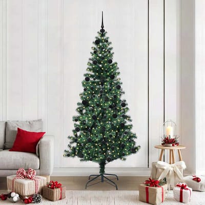 vidaXL - Kunststof - Voorverlichte - Kerstboom - Groen - 210 - cm - PVC - en - Metalen
