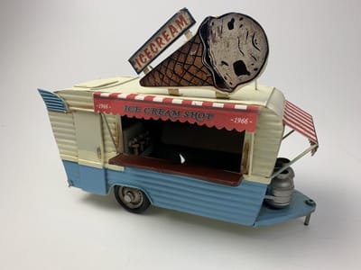 Retro Food Caravan ijsverkoop Blauw