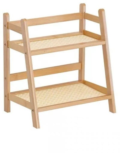Dubbellaags opbergrek voor op het bureau met verdelers - Bureau - Opbergrek - organizer - Opbergrek voor op het bureau - Kruidenrek voor in de keuken - Hout