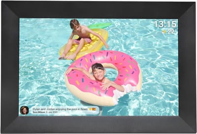 KAD® Digitale Fotolijst - WiFi Fotolijst met Frameo App en Touchscreen - 16GB HD Fotokader - Zwart - 26cm x 18cm x 2cm