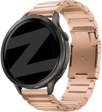Bandz Titanium 'Link' band geschikt voor Garmin Vivoactive 4S / Garmin Vivomove 3S / Garmin Venu 4 (41mm) / Garmin Venu 3S / Garmin Venu 2S / Garmin Forerunner 265S / Garmin Forerunner 255S – Roségoud