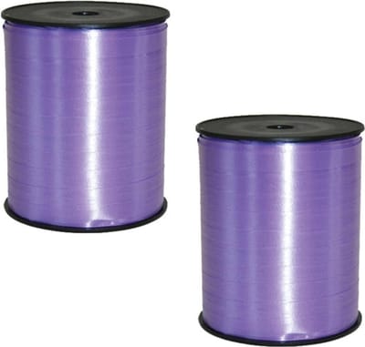 2x rollen cadeaulint/sierlint in de kleur lavendel paars 5 mm x 500 meter - Krul linten voor bloemen/ballonnen