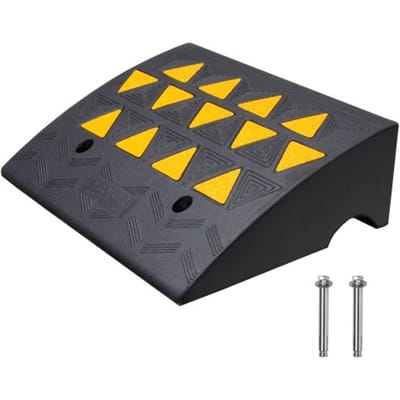 VEVOR 1x Drempelhelling Massief rubberen deur Drempelhelling Max. draagvermogen tot 15 ton Stoeprandhelling 49,1 x 37 x 15,2 cm Rolstoelhelling Toegangshelling Rubberen oprijplaat Geschikt voor oneffen terrein Stoepranden