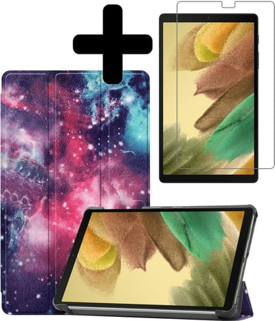 Hoes - Geschikt voor Samsung Galaxy Tab A7 Lite - Met Screenprotector - Trifold Bookcase - Hard Cover - Hardcover Book Case - Tablet Hoesje - Galaxy