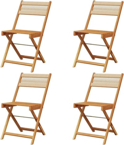 Inklapbare tuinstoelen - Houten klapstoelen - Buiten ontspannen - Massief acaciahout - 4 stuks - Beige