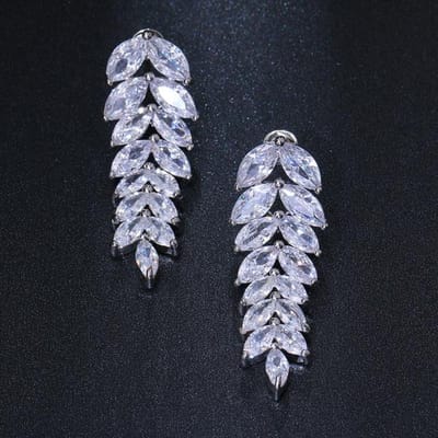 Emmaya – boucles d'oreilles en Zircon cubique multicolore, marque à la mode, pendentif feuille de Salix Aaa, bijoux pour femmes, cadeau de fête de mariage blanc