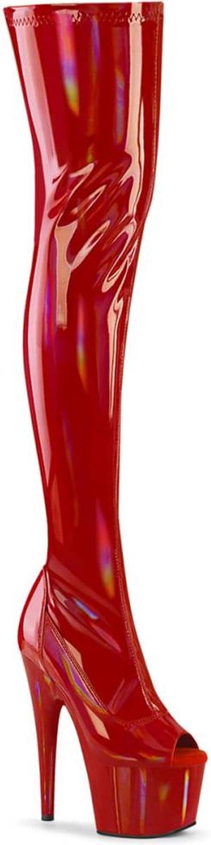 Pleaser - ADORE3011HWR Plateau Overknee Laarzen - US 9 - 39 Shoes - Rood