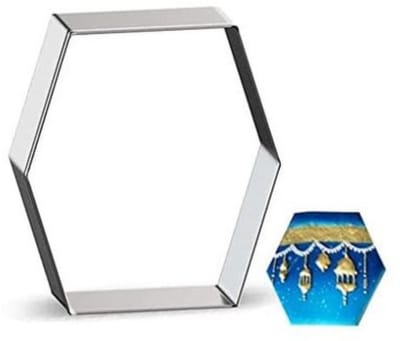 Uitsteekvorm Zeshoek figuur - RVS uitsteekvormpje 7,6cm x 6,6cm - Hexagon mal - Koekjesdeeg/Kaas/Fondant uitsteken