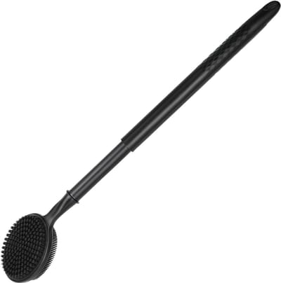Famanu – Siliconen lichaamsscrubber met uitschuifbare steel van 40 tot 60 cm dubbelzijdige doucheborstel voor reinigen en masseren