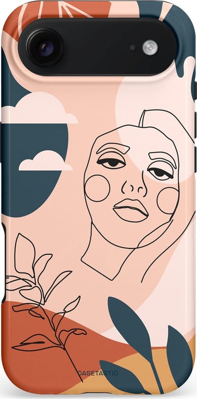 Casetastic hoesje geschikt voor Apple iPhone Air - MagSafe - Dubbellaagse bescherming - Zachte contour - Fashion Case - Perzik Zand Donkergrijs Wit